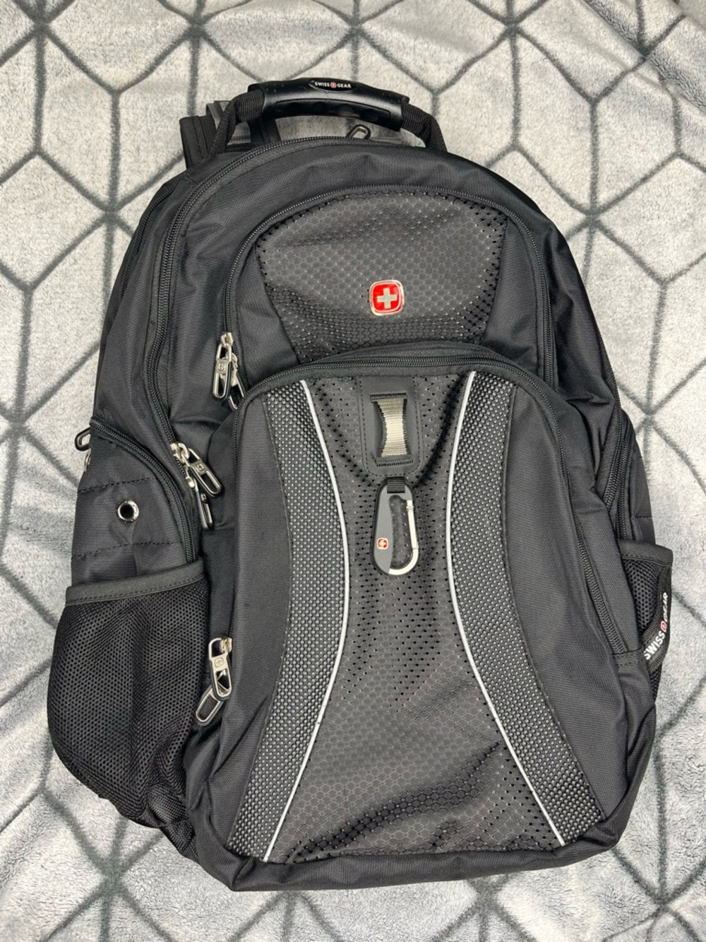SwissGear Black Gray Travel Laptop Backpack Multi Compartment School Work Bag